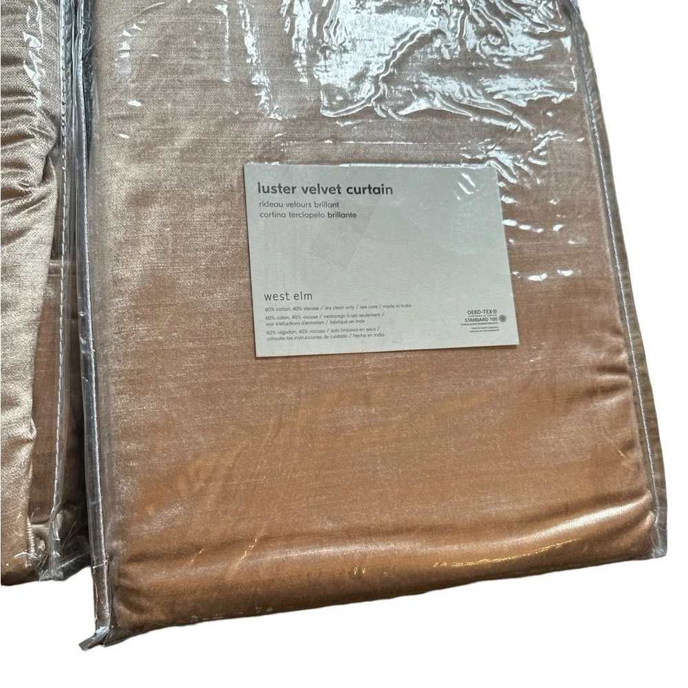 West Elm luster velvet curtains 48” x 96” set of 2